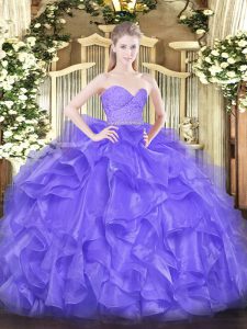 Spectacular Sleeveless Zipper Floor Length Beading and Lace and Ruffles Sweet 16 Quinceanera Dress