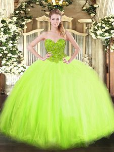 Lace Up Vestidos de Quinceanera Beading Sleeveless Floor Length