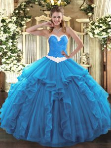 Glittering Organza Sleeveless Floor Length Sweet 16 Quinceanera Dress and Appliques and Ruffles