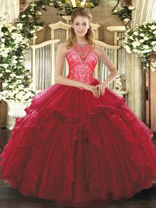 Custom Made Sleeveless Lace Up Floor Length Ruffles Sweet 16 Dress
