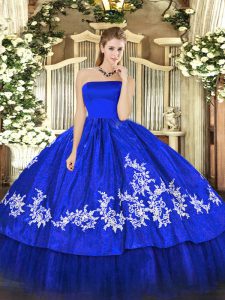 Luxurious Royal Blue Sleeveless Organza and Taffeta Zipper Quinceanera Dress for Military Ball and Sweet 16 and Quinceanera