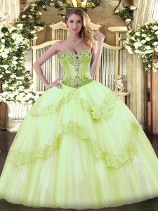 Superior Tulle Sleeveless Sweet 16 Dress and Beading