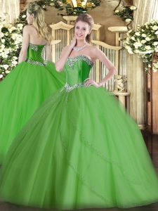 Super Tulle Sleeveless Quinceanera Dress Brush Train and Beading