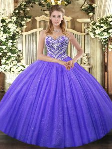 Best Selling Purple 15th Birthday Dress Military Ball and Sweet 16 and Quinceanera with Beading Sweetheart Sleeveless Lace Up