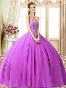 Sleeveless Beading Lace Up 15 Quinceanera Dress