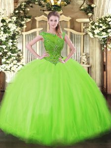 Glittering Sleeveless Beading Zipper Ball Gown Prom Dress
