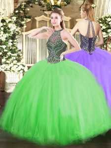 Extravagant Sleeveless Tulle Floor Length Lace Up Quinceanera Dresses in with Beading