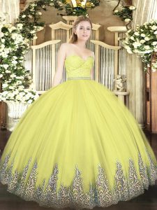 Luxury Floor Length Mermaid Sleeveless Yellow Sweet 16 Dresses Zipper