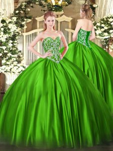 Green Sleeveless Beading Floor Length Quinceanera Dresses