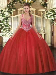 Sleeveless Beading Lace Up Quinceanera Gown