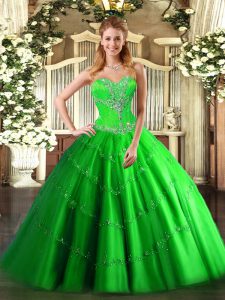Latest Floor Length 15th Birthday Dress Sweetheart Sleeveless Lace Up