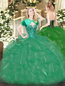 Floor Length Ball Gowns Sleeveless Turquoise Quinceanera Gown Lace Up