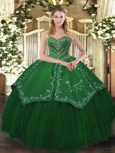 Cute Ball Gowns Sweet 16 Quinceanera Dress Green Sweetheart Taffeta and Tulle Sleeveless Floor Length Lace Up