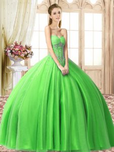 Suitable Beading 15th Birthday Dress Lace Up Sleeveless Floor Length