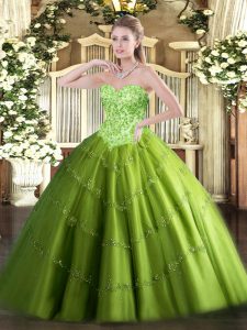Ball Gowns Quinceanera Dress Sweetheart Tulle Sleeveless Floor Length Lace Up