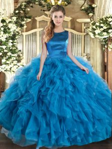 Sweet Sleeveless Ruffles Lace Up Quinceanera Dress