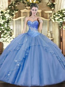 Sleeveless Lace Up Floor Length Beading and Ruffles Quinceanera Dresses