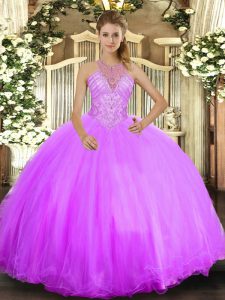 Sleeveless Lace Up Floor Length Beading Quinceanera Dress