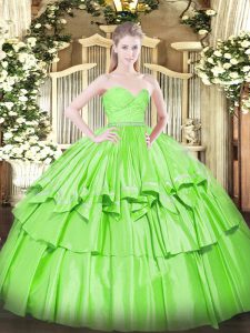 Stylish Organza Sleeveless Floor Length Sweet 16 Dresses and Beading and Lace and Ruffled Layers