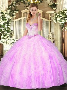 Dazzling Organza Sleeveless Floor Length 15 Quinceanera Dress and Beading and Ruffles