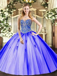 Glittering Tulle Sleeveless Floor Length Quinceanera Gowns and Beading and Appliques