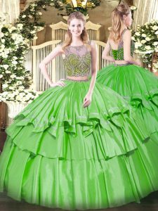 Chic Beading and Ruffled Layers Sweet 16 Quinceanera Dress Lace Up Sleeveless Floor Length