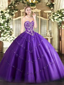 Low Price Floor Length Purple Sweet 16 Dresses Sweetheart Sleeveless Zipper