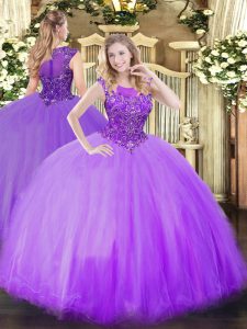 Hot Selling Floor Length Ball Gowns Sleeveless Lilac Sweet 16 Dresses Zipper