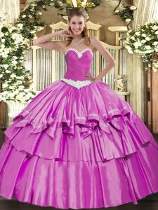 Ball Gowns Quinceanera Dress Lilac Sweetheart Organza and Taffeta Sleeveless Floor Length Lace Up