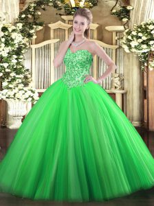 Sleeveless Appliques Lace Up Ball Gown Prom Dress