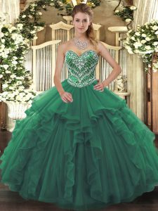 Fabulous Floor Length Green Vestidos de Quinceanera Sweetheart Sleeveless Lace Up
