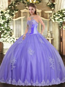 Vintage Lavender Lace Up Vestidos de Quinceanera Beading and Appliques Sleeveless Floor Length