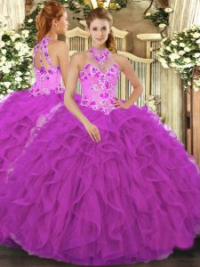 Beautiful Sleeveless Lace Up Floor Length Beading and Embroidery and Ruffles Quinceanera Gowns