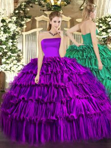 Ruffled Layers Sweet 16 Quinceanera Dress Purple Zipper Sleeveless Floor Length