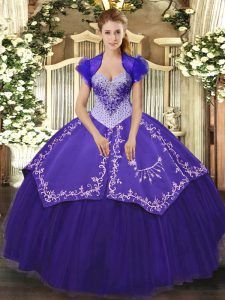 Dynamic Floor Length Purple Quinceanera Dress Sweetheart Sleeveless Lace Up