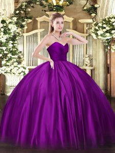 Custom Fit Ball Gowns 15 Quinceanera Dress Purple Sweetheart Organza Sleeveless Floor Length Zipper