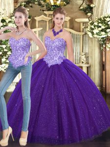 Sweetheart Sleeveless Tulle Quinceanera Dress Beading Lace Up