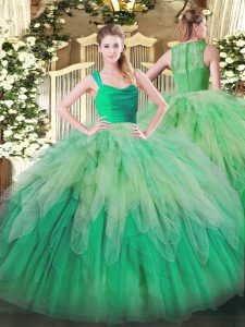 Multi-color Sleeveless Ruffles Floor Length Quinceanera Gown