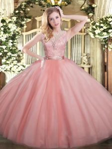 Floor Length Ball Gowns Sleeveless Baby Pink 15 Quinceanera Dress Backless