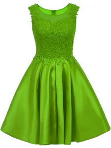 Colorful Satin Zipper Scoop Sleeveless Mini Length Quinceanera Dama Dress Lace