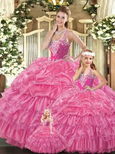 Sleeveless Lace Up Floor Length Ruffles and Pick Ups Quinceanera Dress