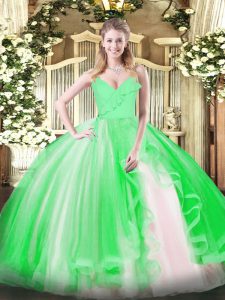 Ball Gowns Ruffles Sweet 16 Quinceanera Dress Zipper Tulle Sleeveless Floor Length