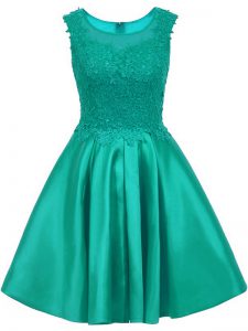 Turquoise Sleeveless Lace Mini Length Dama Dress