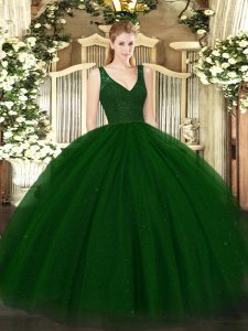Discount Tulle Sleeveless Floor Length Quinceanera Gowns and Beading and Lace