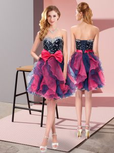 Elegant Multi-color Sweetheart Lace Up Beading and Ruffles and Bowknot Quinceanera Court of Honor Dress Sleeveless