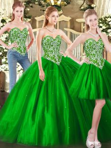 Floor Length Green Sweet 16 Dress Sweetheart Sleeveless Lace Up