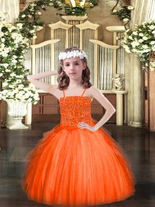 Sleeveless Lace Up Floor Length Beading and Ruffles Pageant Dress Womens