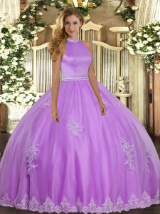 Eye-catching Sleeveless Backless Floor Length Beading and Appliques Ball Gown Prom Dress