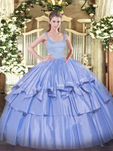 Eye-catching Blue Sleeveless Taffeta Zipper 15th Birthday Dress for Military Ball and Sweet 16 and Quinceanera