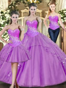 Sleeveless Lace Up Floor Length Beading Quinceanera Dresses